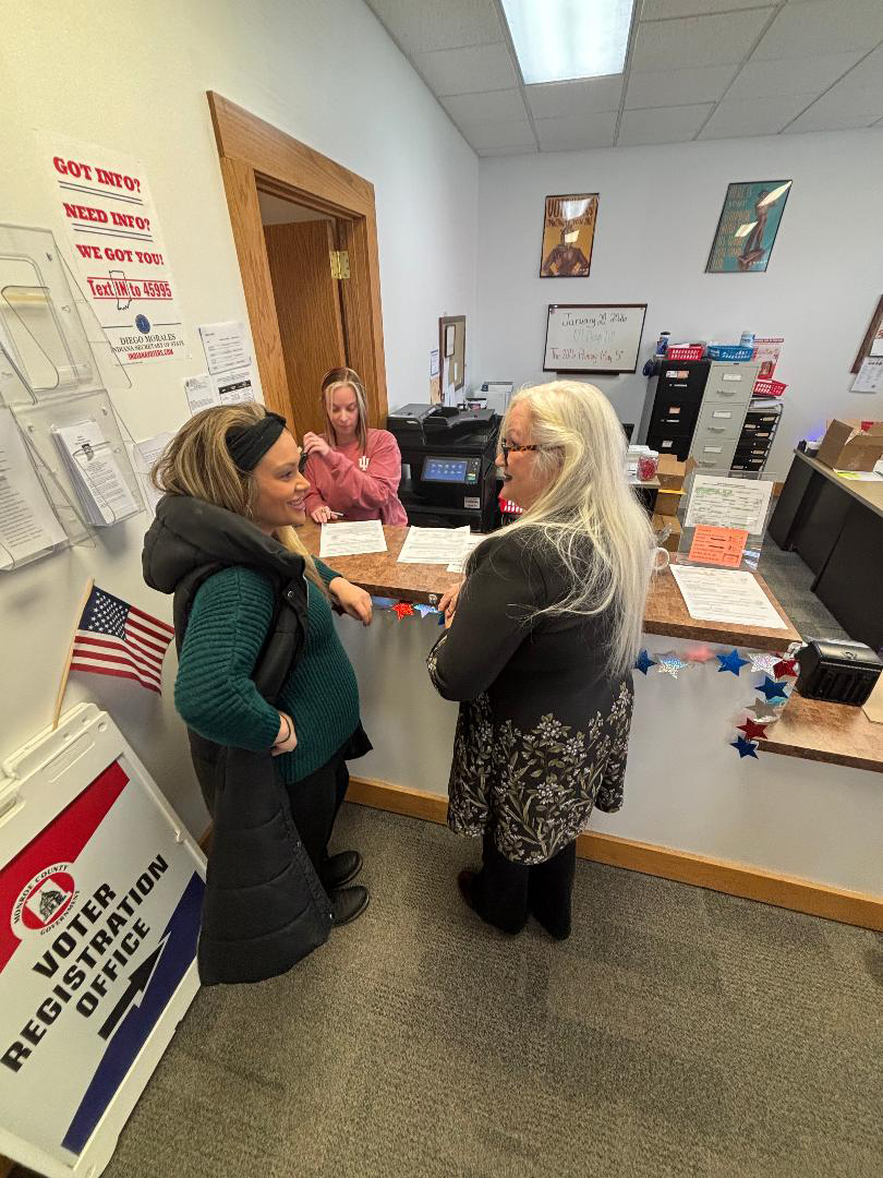 Tree working in the clerk's office.