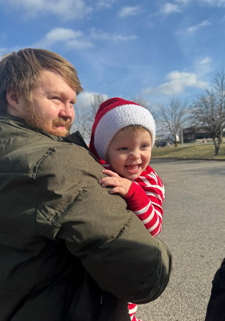 Tree's son with her grandson.
